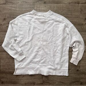 Aerie White Ribbed Sweatshirt Crewneck